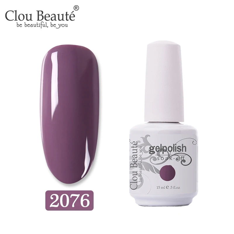Clou Beaute УФ светодиодный Гель-лак без протирания верхнее Базовое покрытие Гель-лак Hybird 375 цветов набор гель-лаков для ногтей для маникюра 15 мл гель для ногтей - Цвет: 2076