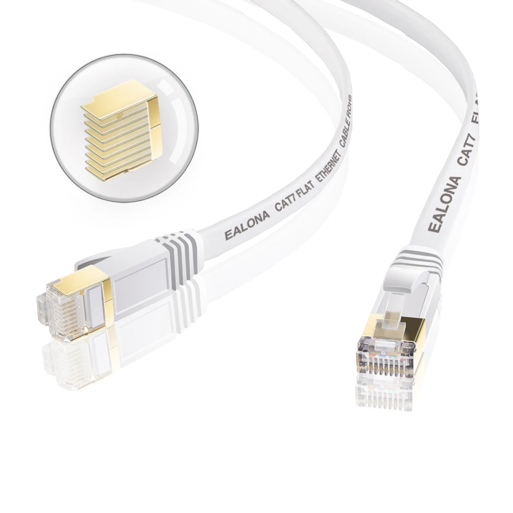 3ft 10ft 15ft Cat7 Ethernet кабель RJ45 белый плоский для локальной сети SSTP сетевой CAT 7