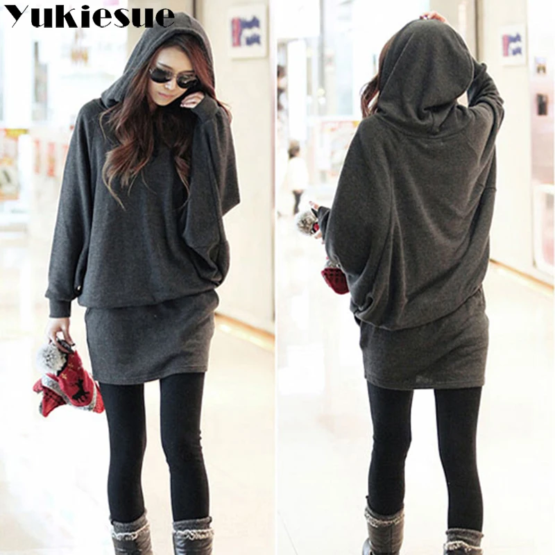 2018 зима осень толстовка с капюшоном Женский Осенний длинный рукав летучая мышь