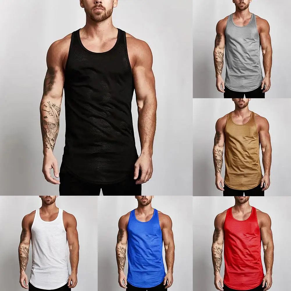 Летняя мужская майка без рукавов с дышащей сеткой для бодибилдинга Спортивная