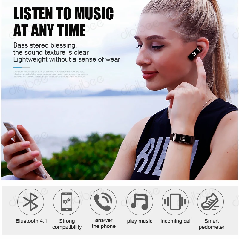 Smart Bracelet Talk Band Pedometer Heart Rate Tracker Sports Wristband Watch Bluetooth Earphone Headset For iOS iPhone Android |