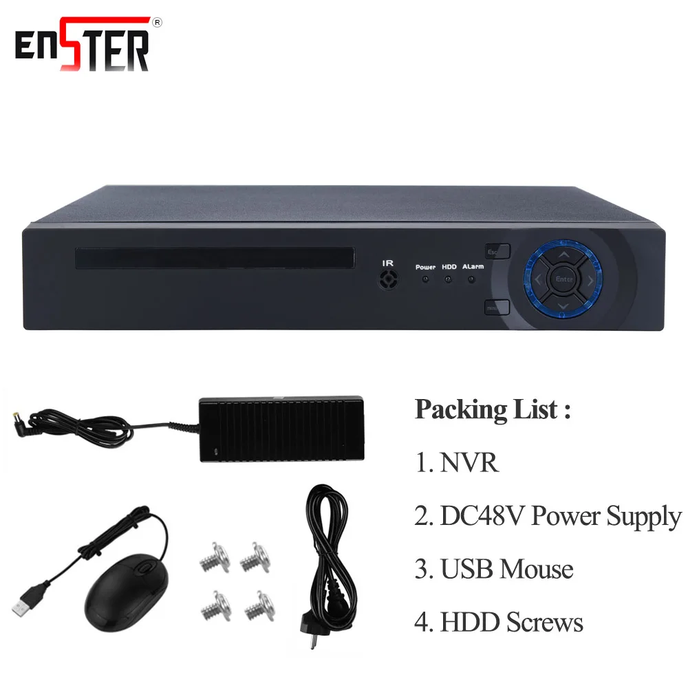 4 канальный 8 сетевой видеорегистратор ENSTER 48 В H.265 с портами IEEE802.3af PoE поддерживает