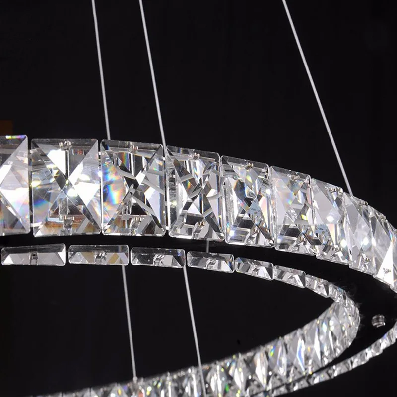 

Modern crystal Chandelier Stainless Steel Crystal Light 4 LED Rings DIY Diamond Chandelier Design Living Room Lamp