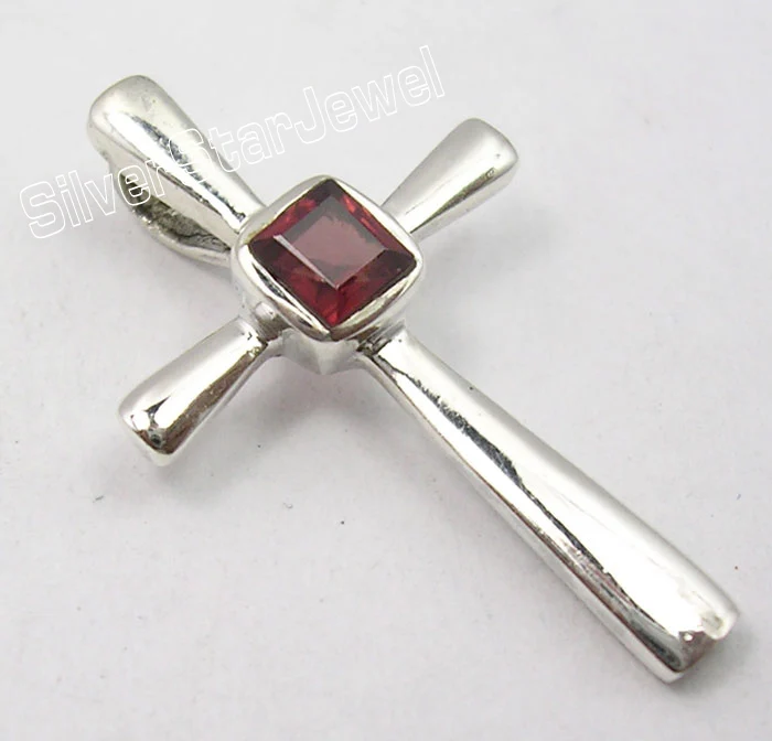 GARNET Muiltiply Choices Chanti International. Твердый Серебряный квадратный вырез аметист драгоценный камень недорогой крест кулон 3 см BIJOUX - Окраска металла: GARNET