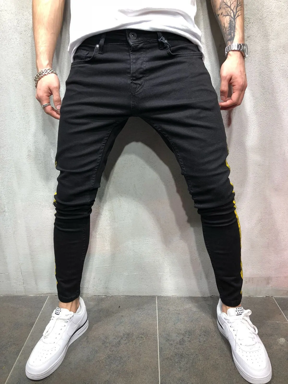 Узкие джинсовые брюки карандаш для мужчин хип хоп мода весна осень 2019 мужские - Фото №1