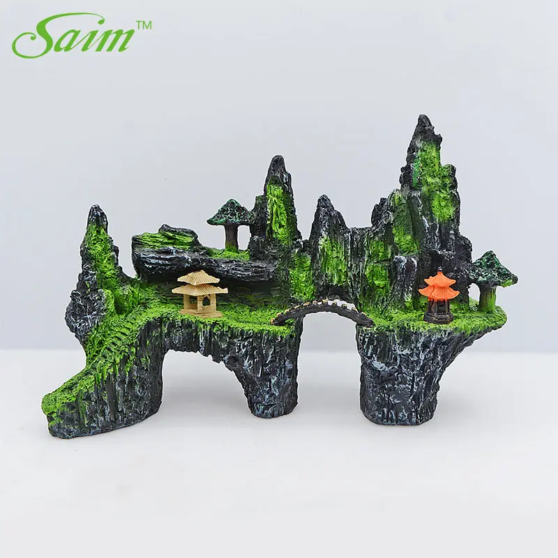 Декоративные камни Saim для аквариума искусственные с видом на гору скрывающие