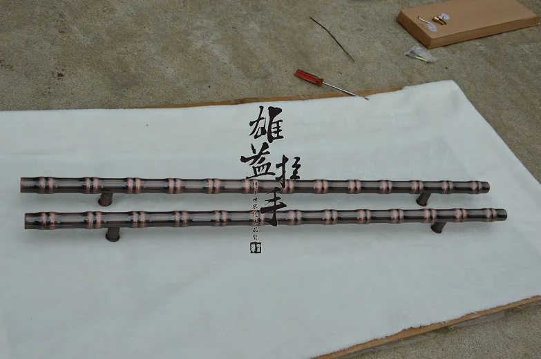 Китайская антикварная бамбуковая стеклянная дверная ручка из нержавеющей стали