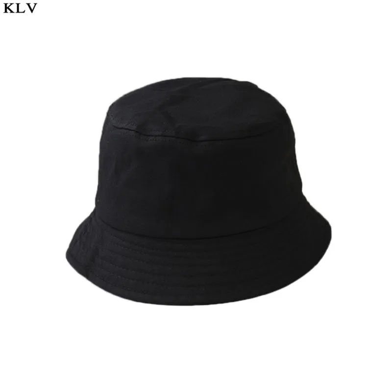 Black Корейская летняя Складная Панама для взрослых и детей, одноцветная пляжная кепка в стиле хип-хоп с широкими полями и Круглым Верхом с защитой от УФ-излучения, Солнцезащитная Рыбацкая Кепка - Цвет: Black