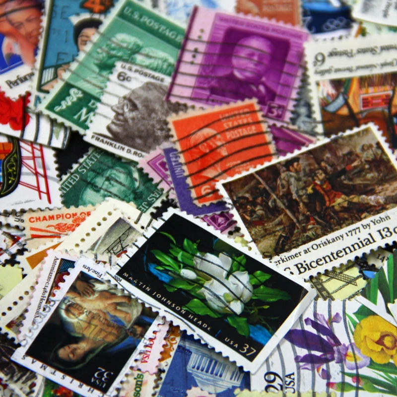 Коллекция почтовых штампов США 100 шт./лот без повторов из с почтовыми знаками