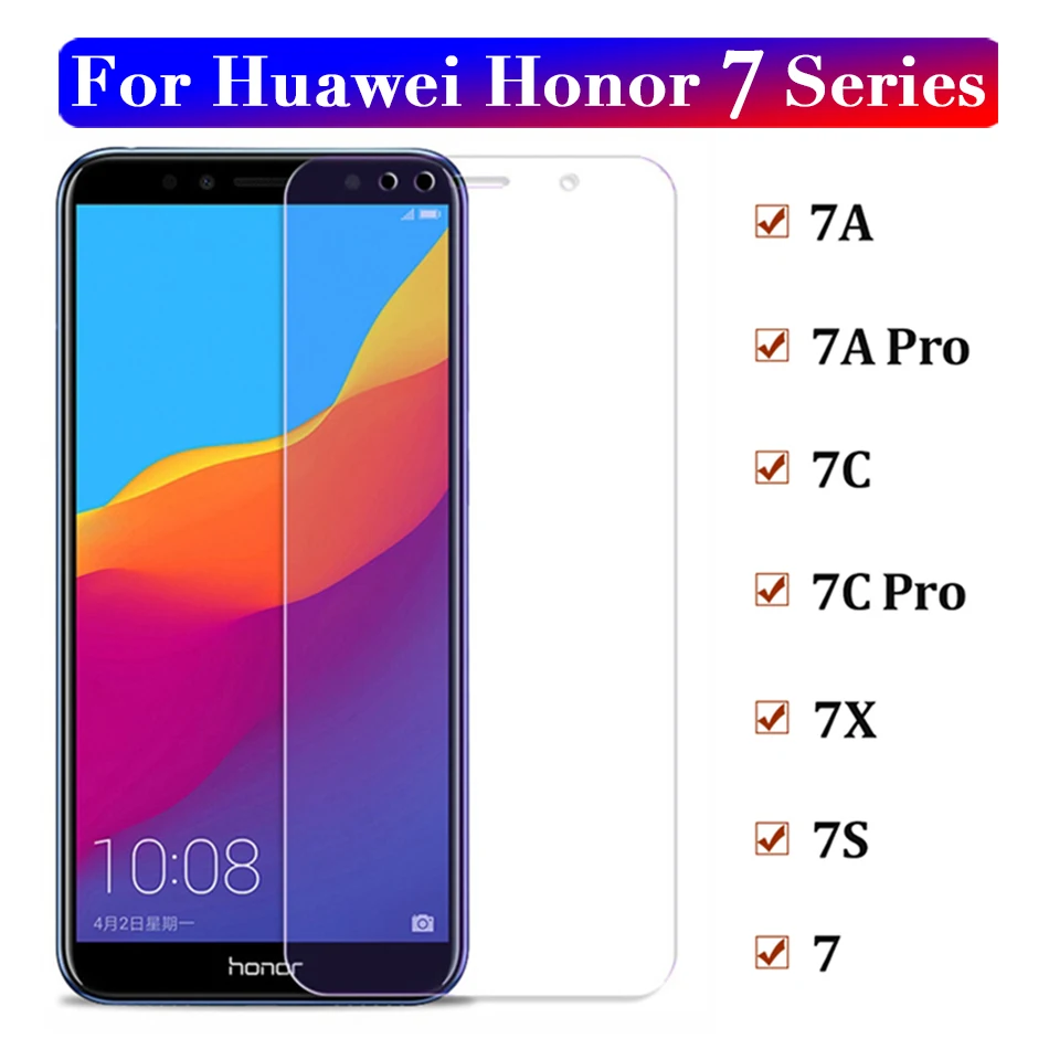 Glass honor 7a pro 7c glass on the for huawei 7x x7 7s s7 screen protector c7 a7 7 a x c s film honor7x huavei protect |