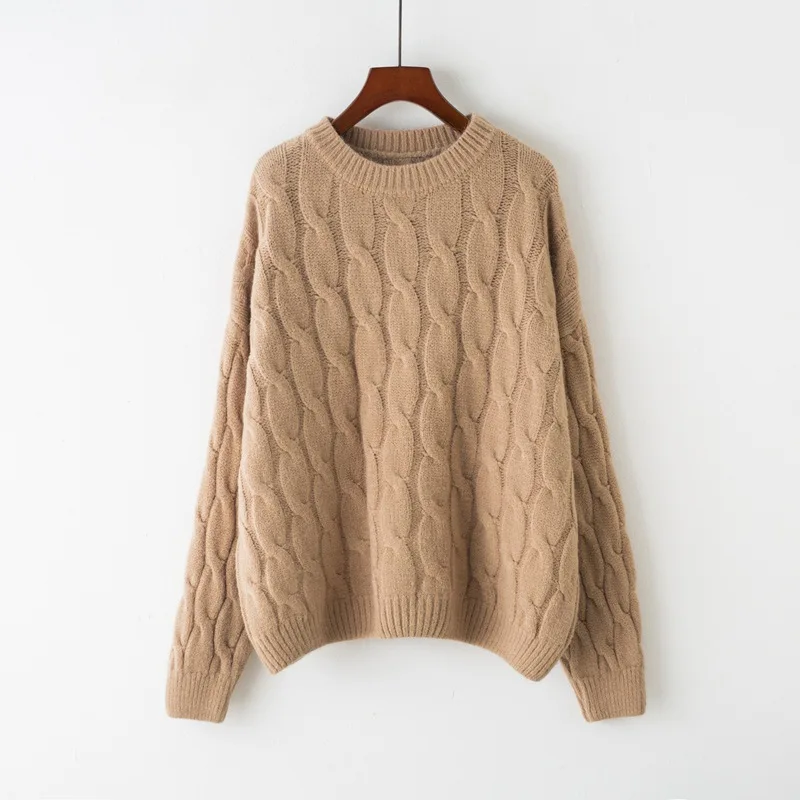 Autumn winter sweater 2018 female knit bottom shirt Pullover women sweaters Vintage twist loose thick candy color lazy pullover | Женская