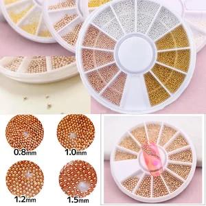 1 коробка розового золота икра бусины0,8-1,5 ммбусины для ногтейногтей микробусинырозовое золото Стразы ногтей смешанный жемчуг, HGHG6766878764