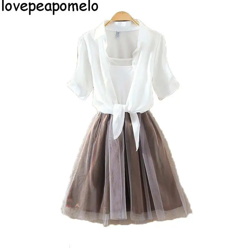 Fashion two piece set summer dress deep V-neck short sleeve sexy women knee-length suit Casual D123 | Женская одежда