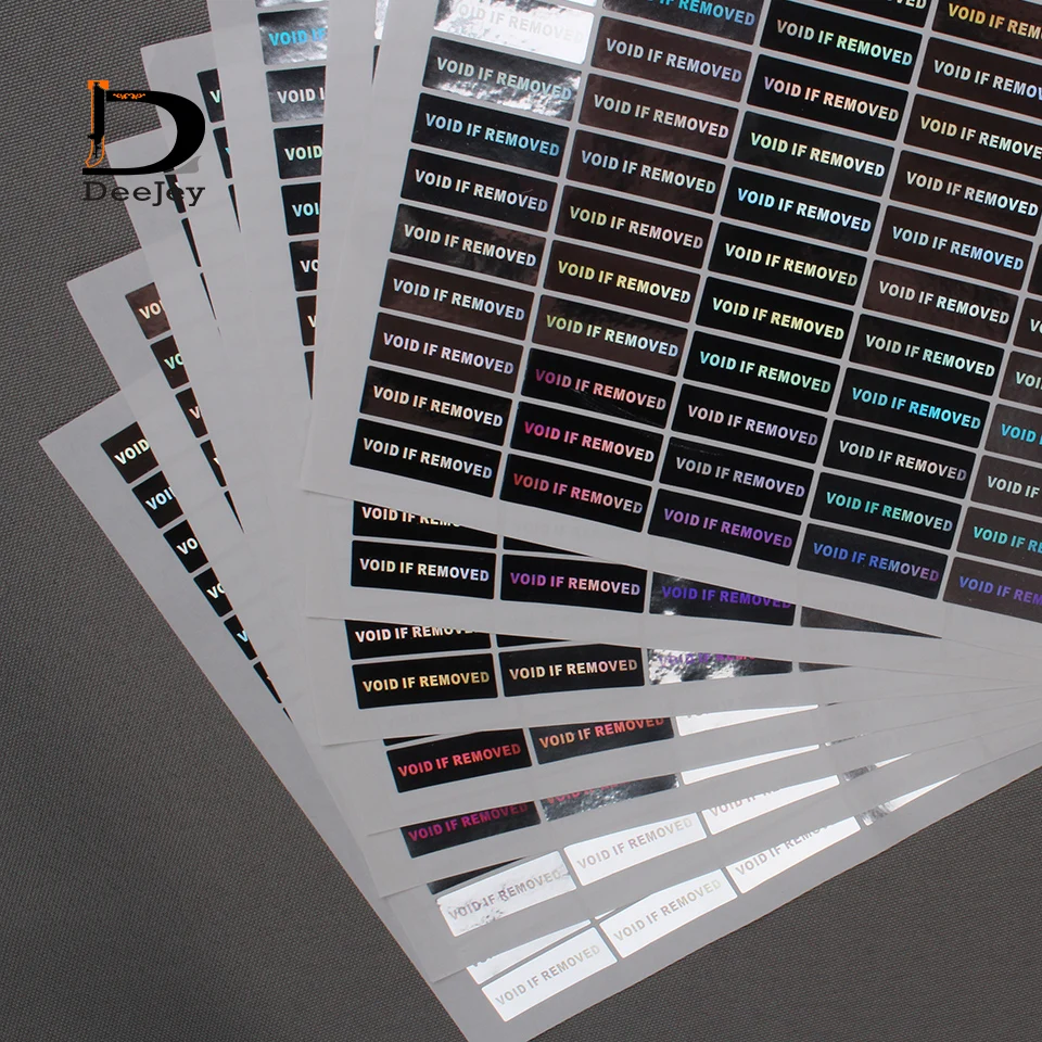

Stock Void if removed holographic stickers 10*30mm anti counterfeit stickers one time use ONLY 2000pcs lot