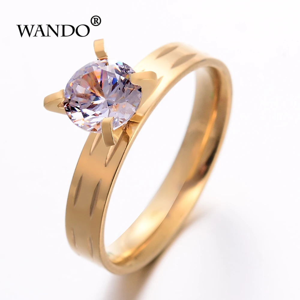Кольцо из нержавеющей стали WANDO Дубай Эфиопия moda 24 K llano 3 мм 2 anillo cristal africano boda de dedo