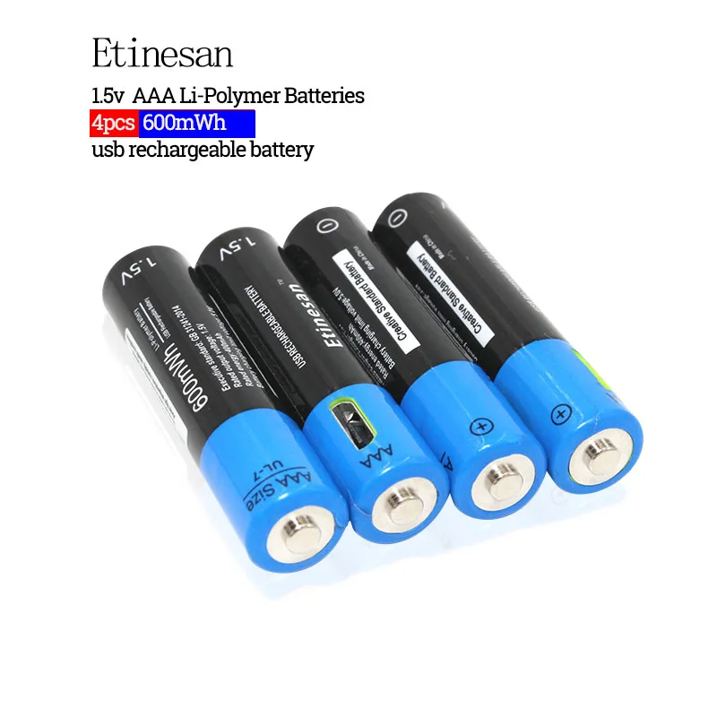 Продукт! 4 шт./лот Etinesan AAA 1,5 V 600mwh литий-полимерный литий-ионный аккумулятор с USB зарядной линией