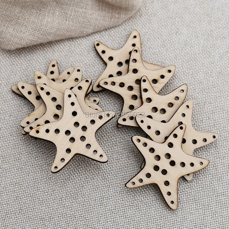 Деревянная лазерная резка необработанные DIY seastar метки деревянные под морем