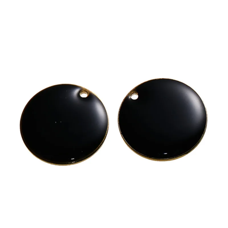 DoreenBeads модные медные эмалированные бриллиантовые Подвески Круглые непокрытые черные ювелирные изделия DIY