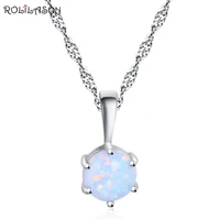 rolilason fashion special silver color white fire opal necklace pendant anniversary gift for women op837
