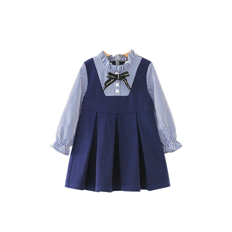 

Girls Dresses 2018 Autumn New Children Clothing Fashion Long Sleeve Bow Striped Kids Dress For Girl Baby Girl Clothes 2-8T