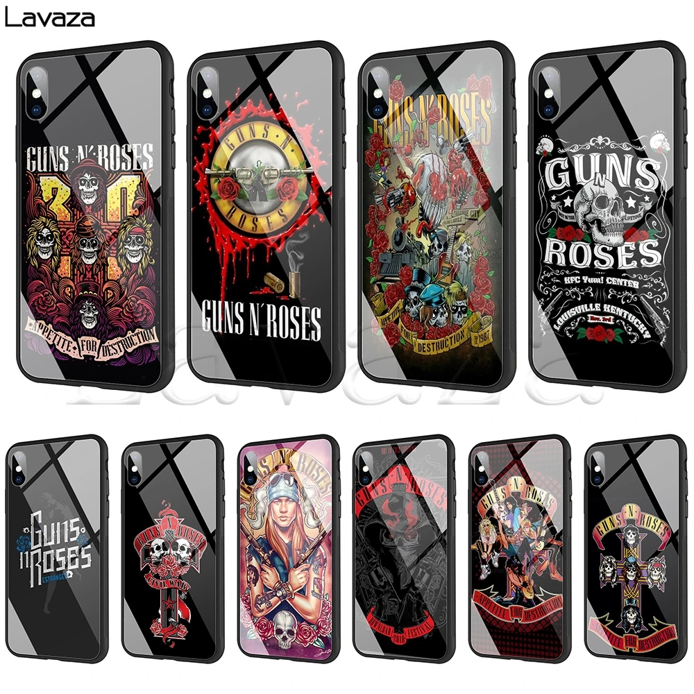 Чехол Lavaza guns N Roses из закаленного стекла TPU для iPhone XS MAX XR X 8 7 6 6S Plus