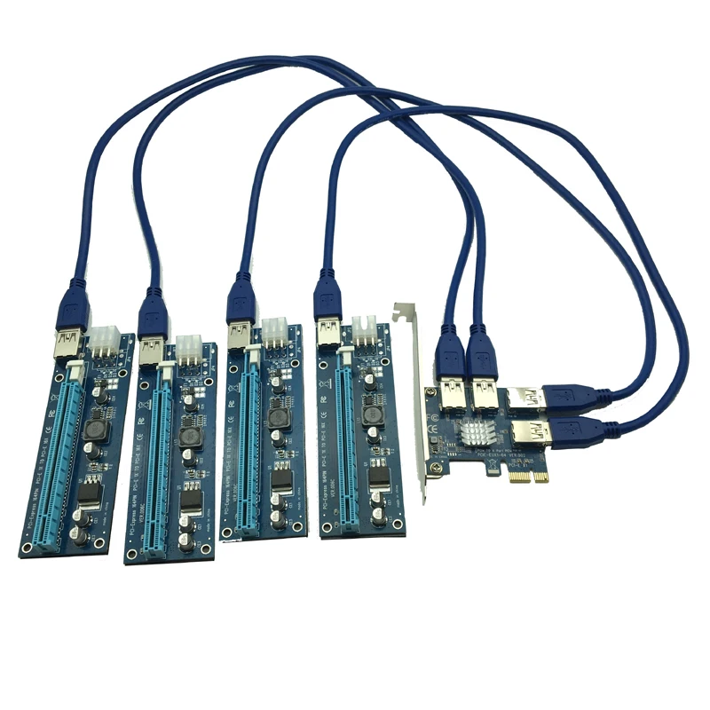 aad in card PCIe 1-4 PCI express 16X Слоты Riser Card PCI-E 1X внешний 4 PCI-e слот адаптер PCIe порт мультипликатор карты