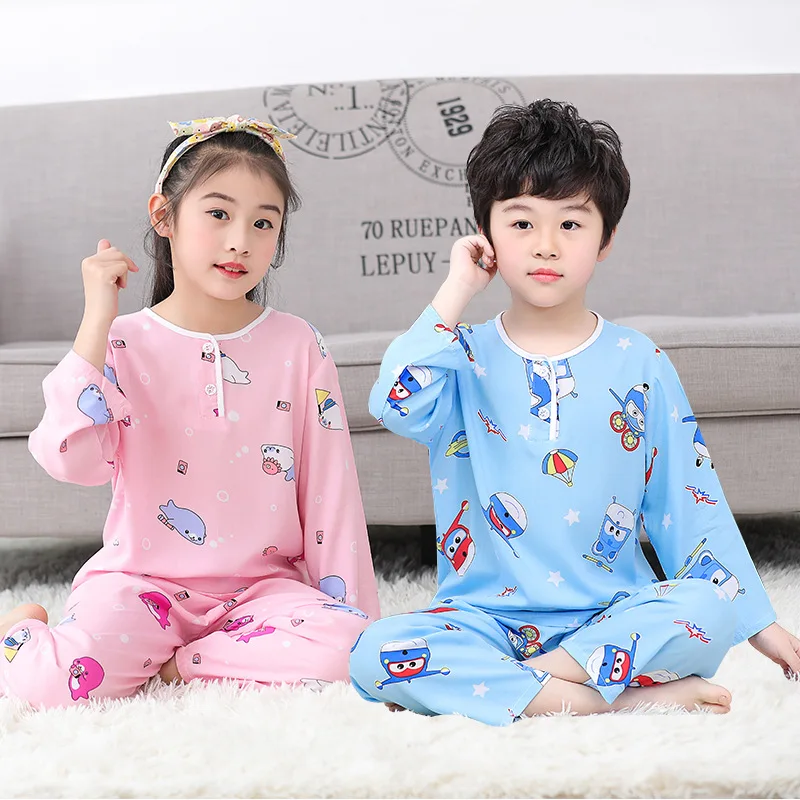 Summer new children's pajamas cute cartoon boys air conditioning home clothes long-sleeved pants suit 9425 |