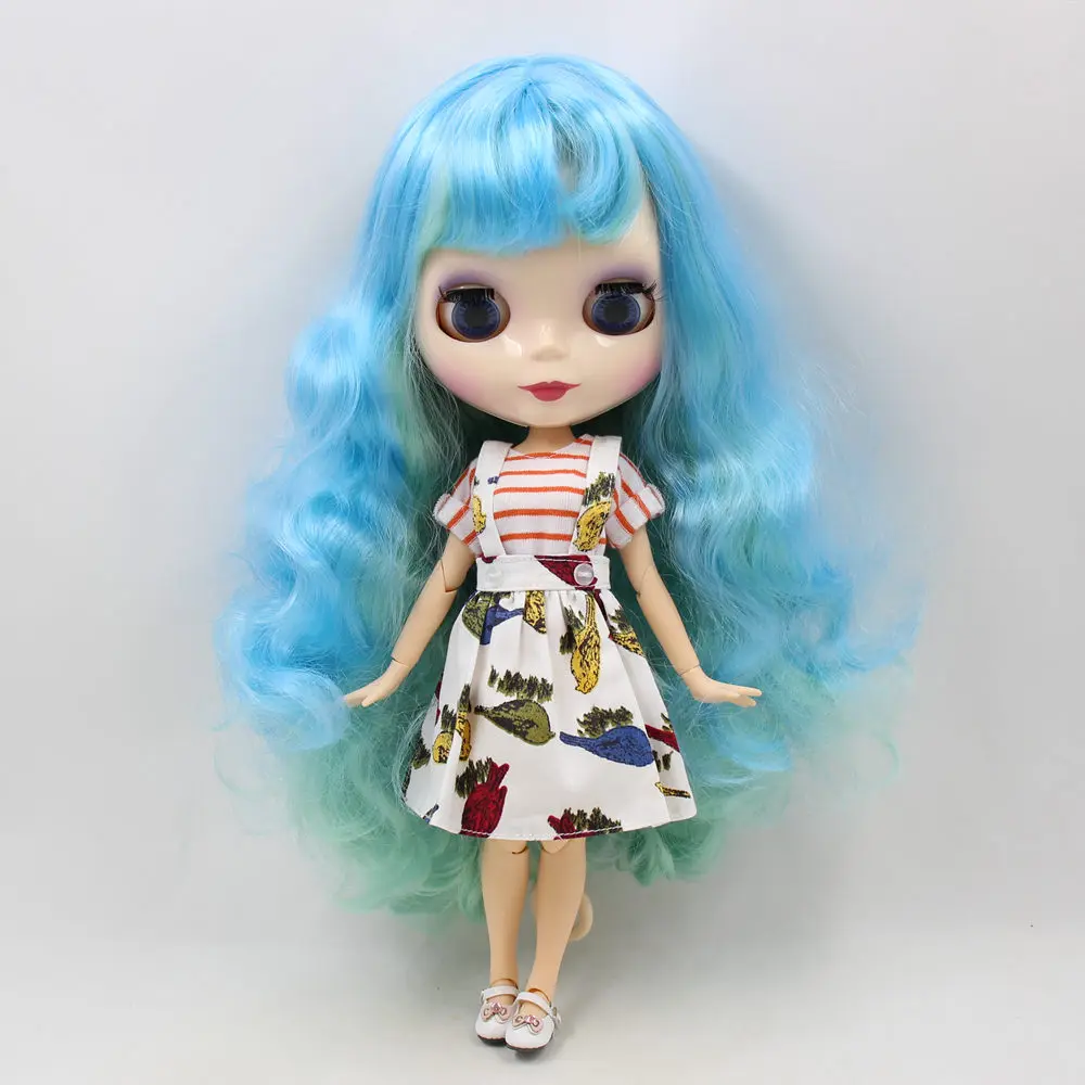 Blyth 1/6 кукла Обнаженная, с светильник, синий микс, зеленые волосы с челкой, кожа, 30 см, шарнирное тело, сделай сам, игрушки BJD No.280BL6227/4006