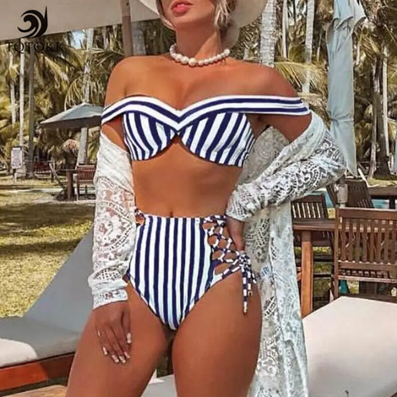 Сексуальное бикини с высокой талией 2019 купальник для женщин пуш-ап бандо набор