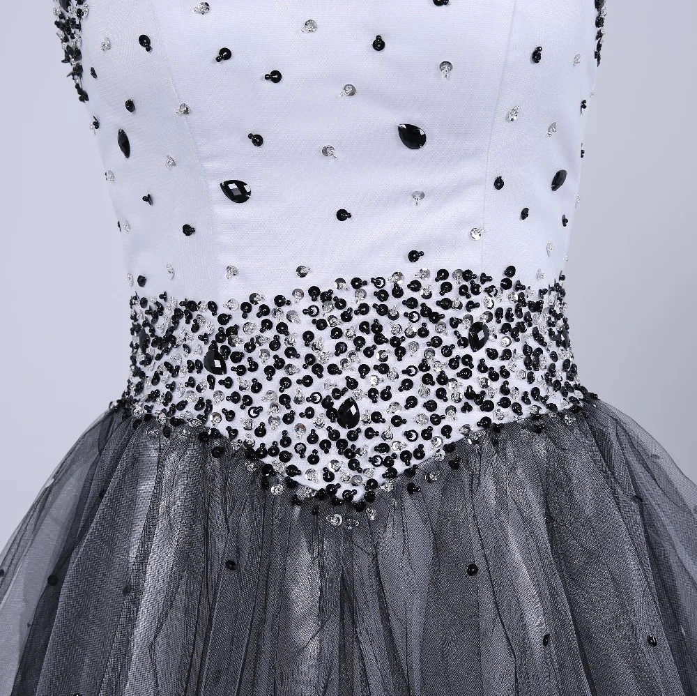 Блестящие Бальные платья из тюля белого и черного цвета для девушек коктейльные