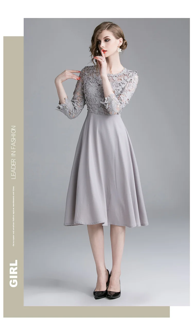 S-XXL, дизайнерское женское платье, ажурное, цветочный узор, вышивка, кружевной верх, серое платье, модное, винтажное, вечерние, для мероприятий, длинное платье