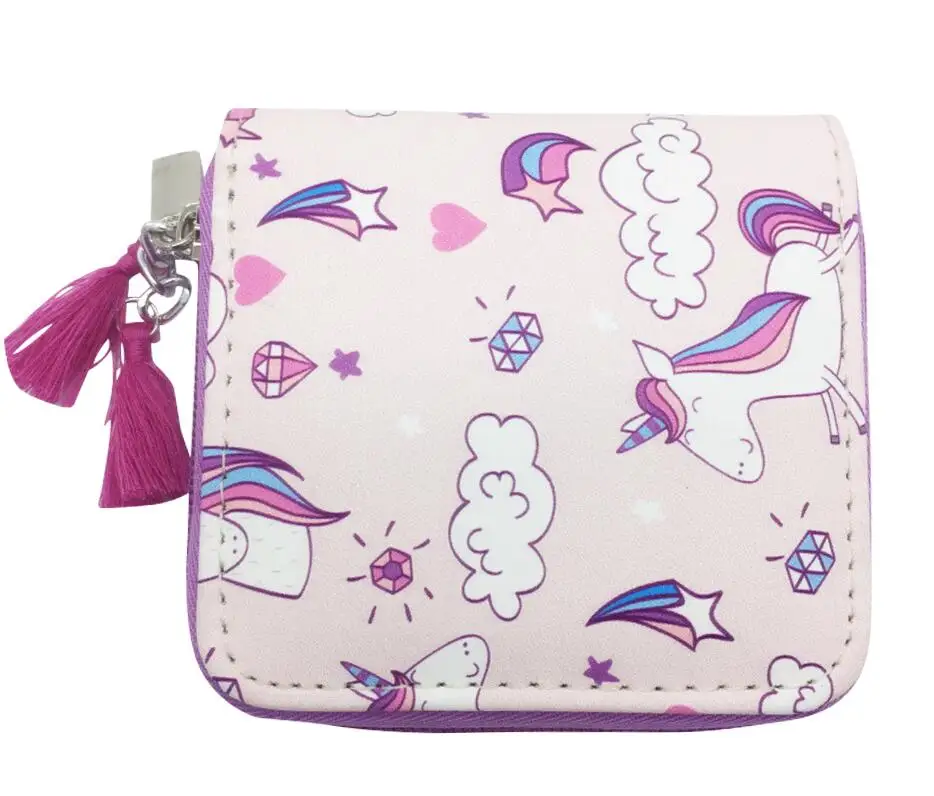 Pink Кошелек для монет с мультяшным принтом, милые наушники, посылка, мини-сумки для денег, сумки для хранения, милые детские сумки, единорог, НЛО, узор, кошелек для девочек - Цвет: Pink