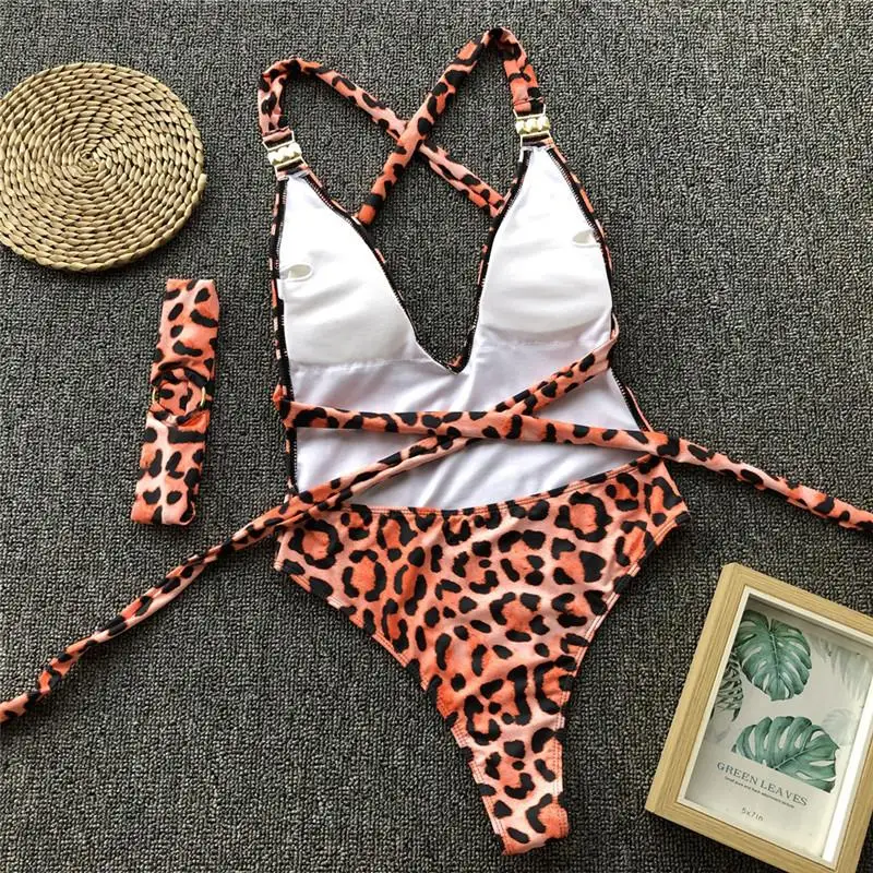 Misswim Цельный купальник с глубоким вырезом женский леопардовый боди для ребенка