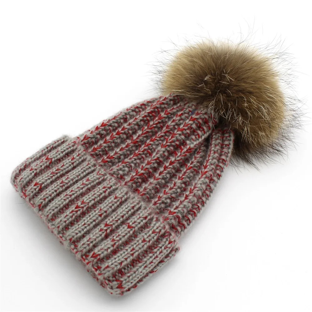 Minhui Новая модная Ангорская шерстяная шапка женская с помпоном из натурального