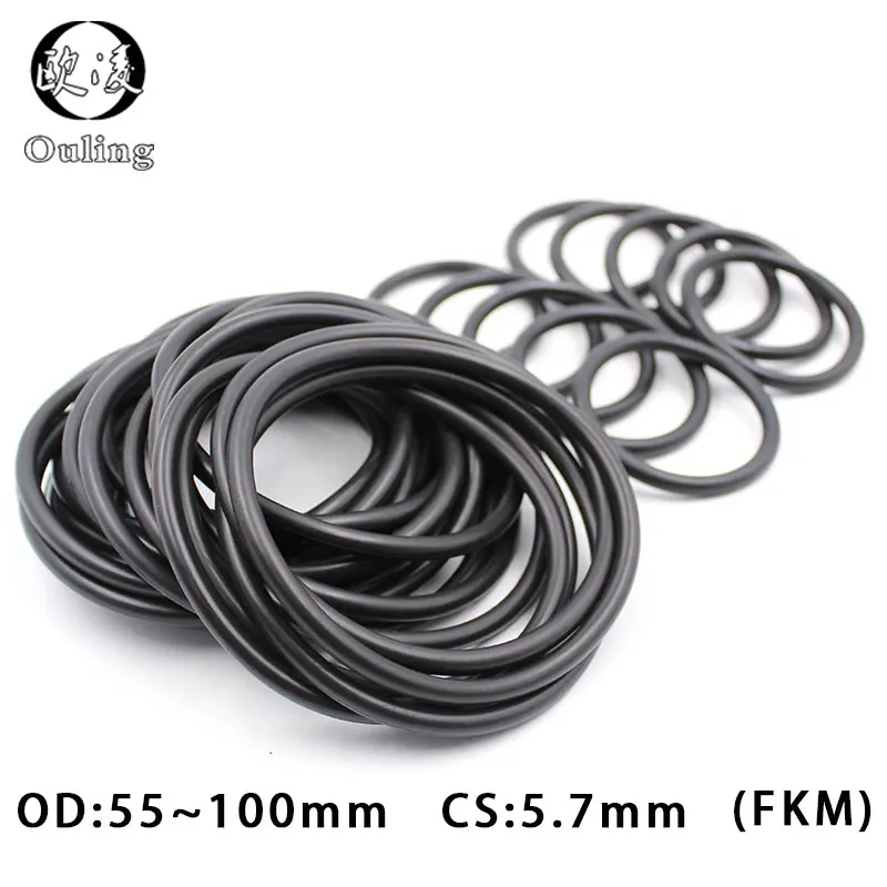 1 шт. фторрезиновое кольцо FKM Oring уплотнение CS5.7mm OD55/60/65/70/75/80/85/90/95/100 мм ORing