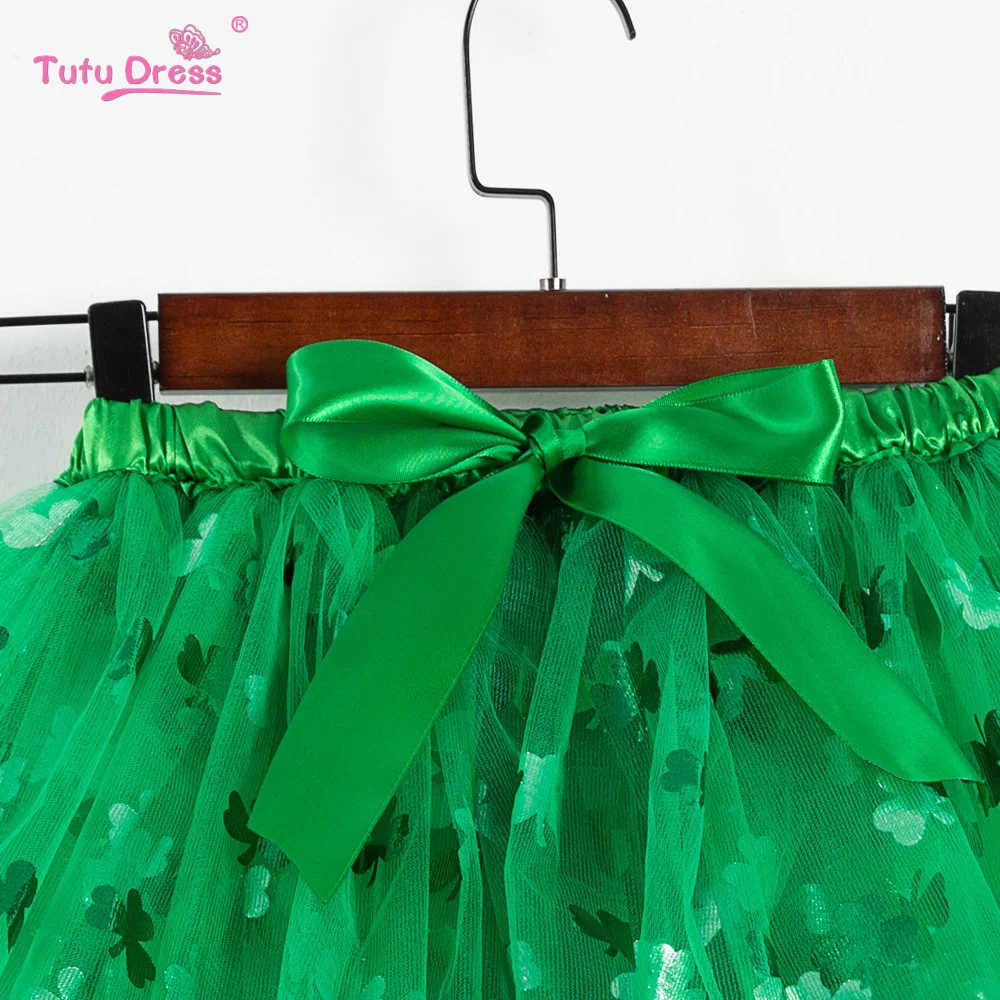 Юбка для маленьких девочек юбка-пачка с принтом Зеленый клевер Детская