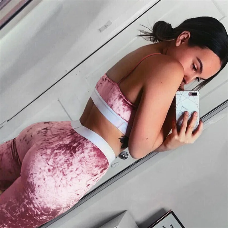 Zelly новые модные бархатные спортивные костюм без рукавов Push Up Растениеводство