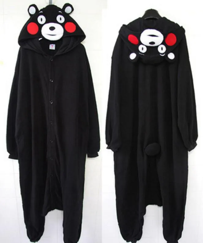 Унисекс взрослый черный Кумамото медведь Кумамон Onesie Пижама для вечеринки костюм косплей