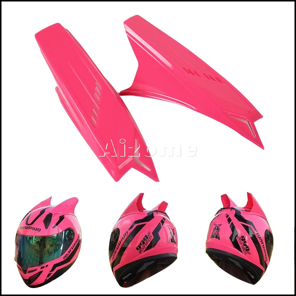 Pair Racing Helmet Horn Pink Dirt Bike Horns Motorbike Scooter Helmet Stick Horns Motorcycle Helmet Horns Ears