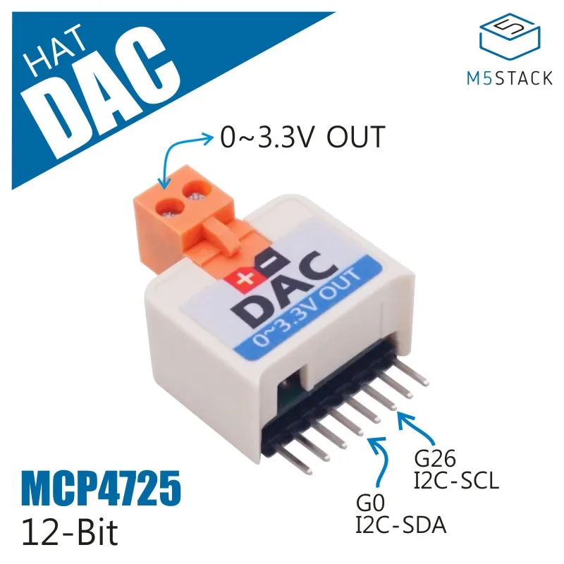 M5StickC ESP32Mini IoT макетная плата совместимый DAC HAT(MCP4725) MCP4725 для преобразователя аналогового сигнала