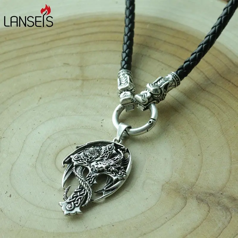 wolf chain 1 шт. модное мужское ожерелье с кулоном в виде Кельта дракона, ожерелье с драконом, ожерелье с крыльями, крест-хранитель, ювелирные изделия с религиозным крестом - Окраска металла: wolf chain