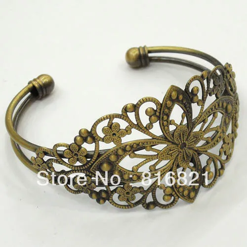 Холостые настройки браслета с филигранная Цветочная рамка манжета Открытый