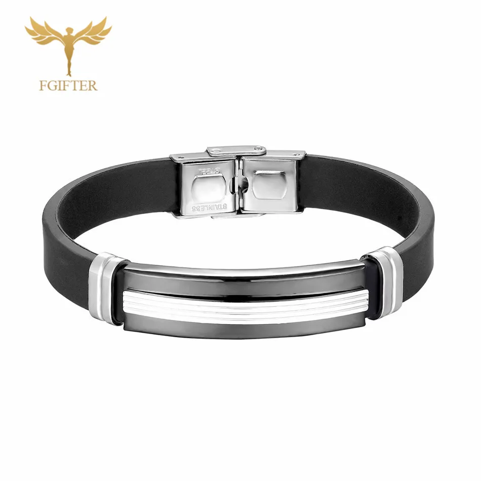 Black bracelet Высокое качество нержавеющая сталь силиконовые браслеты холодный Мягкий Летний браслет для женщин мужчин Легко регулируемая длина черный силиконовый ремень - Окраска металла: Black bracelet