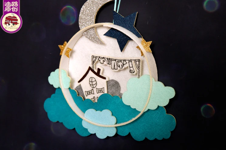 Полуфабрикат для валяния нетканый материал войлок DIY Moon cat cloud house набор для рукоделия сумка Детская лампа для шитья Ремесла ручная работа войлочная ткань