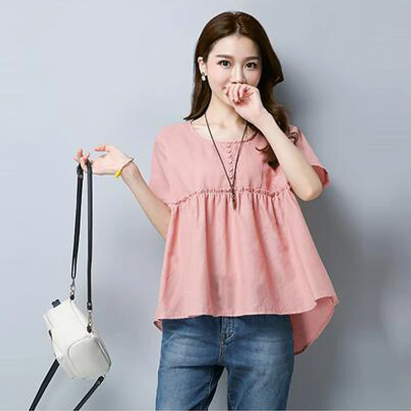 Mara алее Женщины баски Топы синяя рубашка летние блузки Большие размеры Одежда WH022