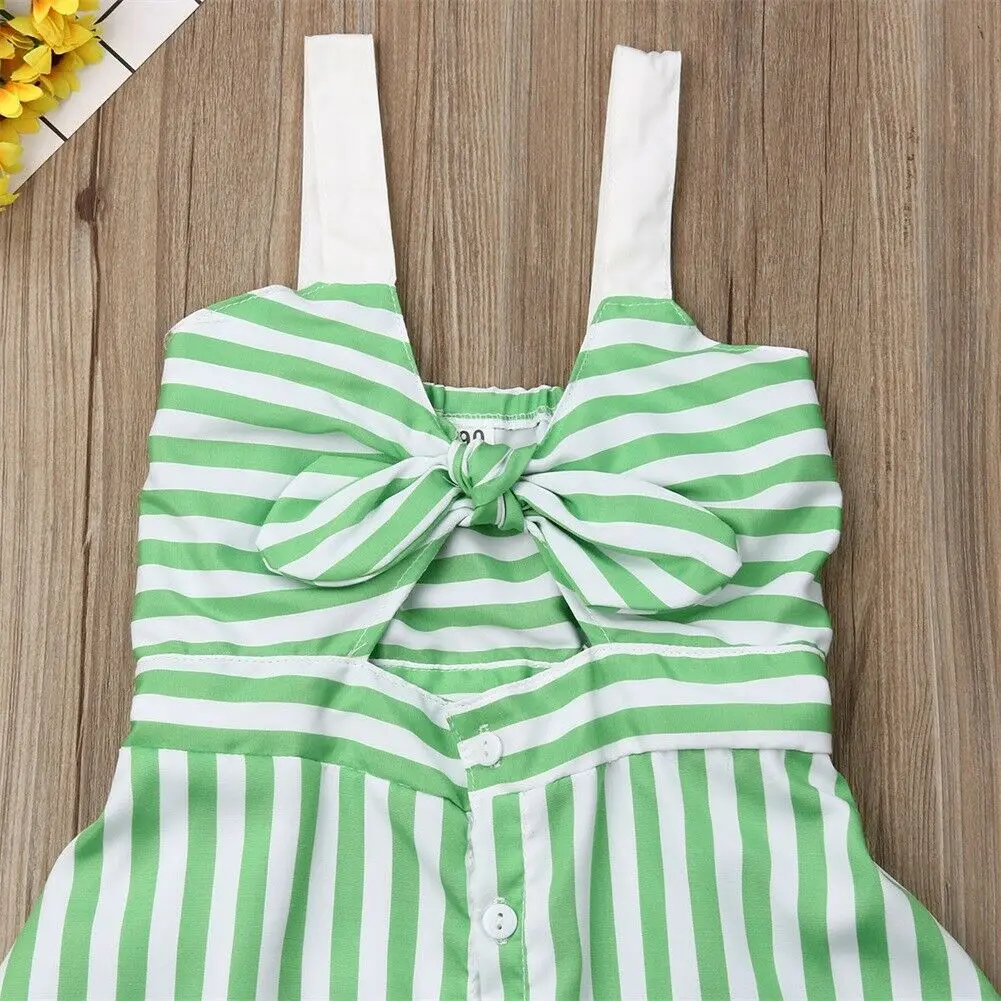 2019 Baby Summer Clothing 2-6Y Toddler Kid Girl Striped Party Dress Front Bow Sleeveless Sundress Spaghetti Gown Clothes | Детская