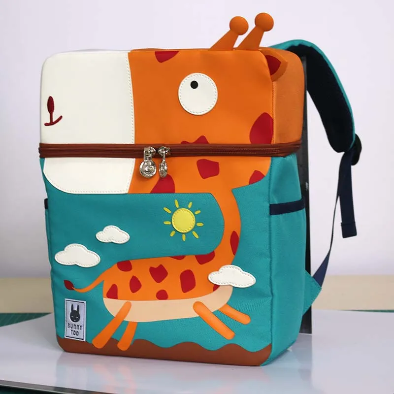 B 3D Cartoon Animal Kids Dinosaur Giraffe Unicorn Whale Elephant Flamingo Solid Color Backpack Children Pack - Цвет: B