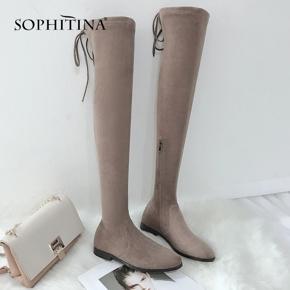 SOPHITINA/Ботфорты женские модные. Cтильные сапоги из натуральной замши и