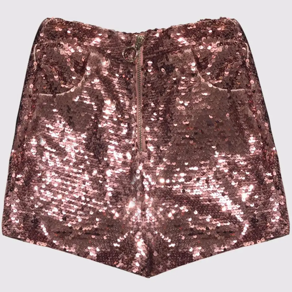 

2022 Woman Shorts sequined zipper wide-leg casual slacks High Waisted Short