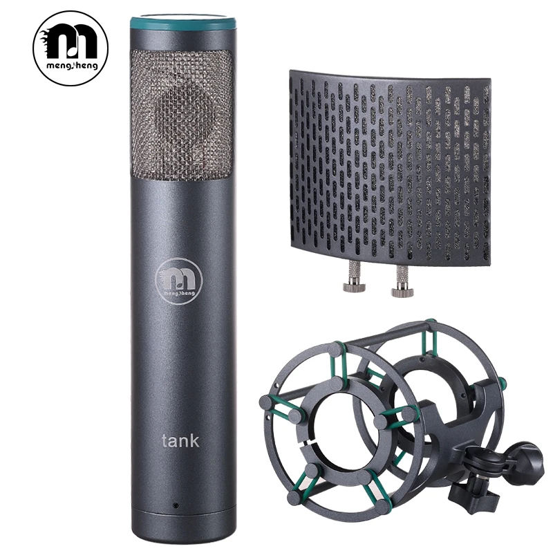 MS New Tank Hot Condenser Microphone Vocal Studio Recording for Computer with Steel Pop Filter Mask/Plastic Shock-proof Mount |